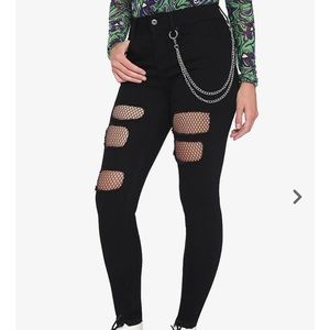 ISO Black Fishnet Destructed Chain Jeans